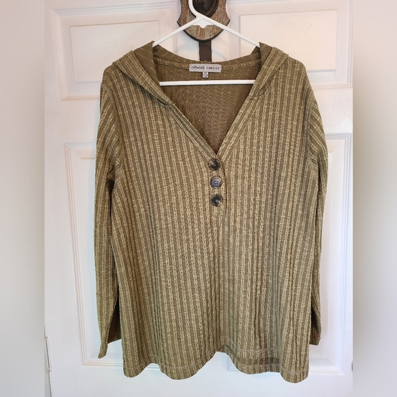 Absolutely Famous Woman's Long Sleeve Sweater Hoodie,  Size: 1X Color: OD Green - Picture 2 of 14